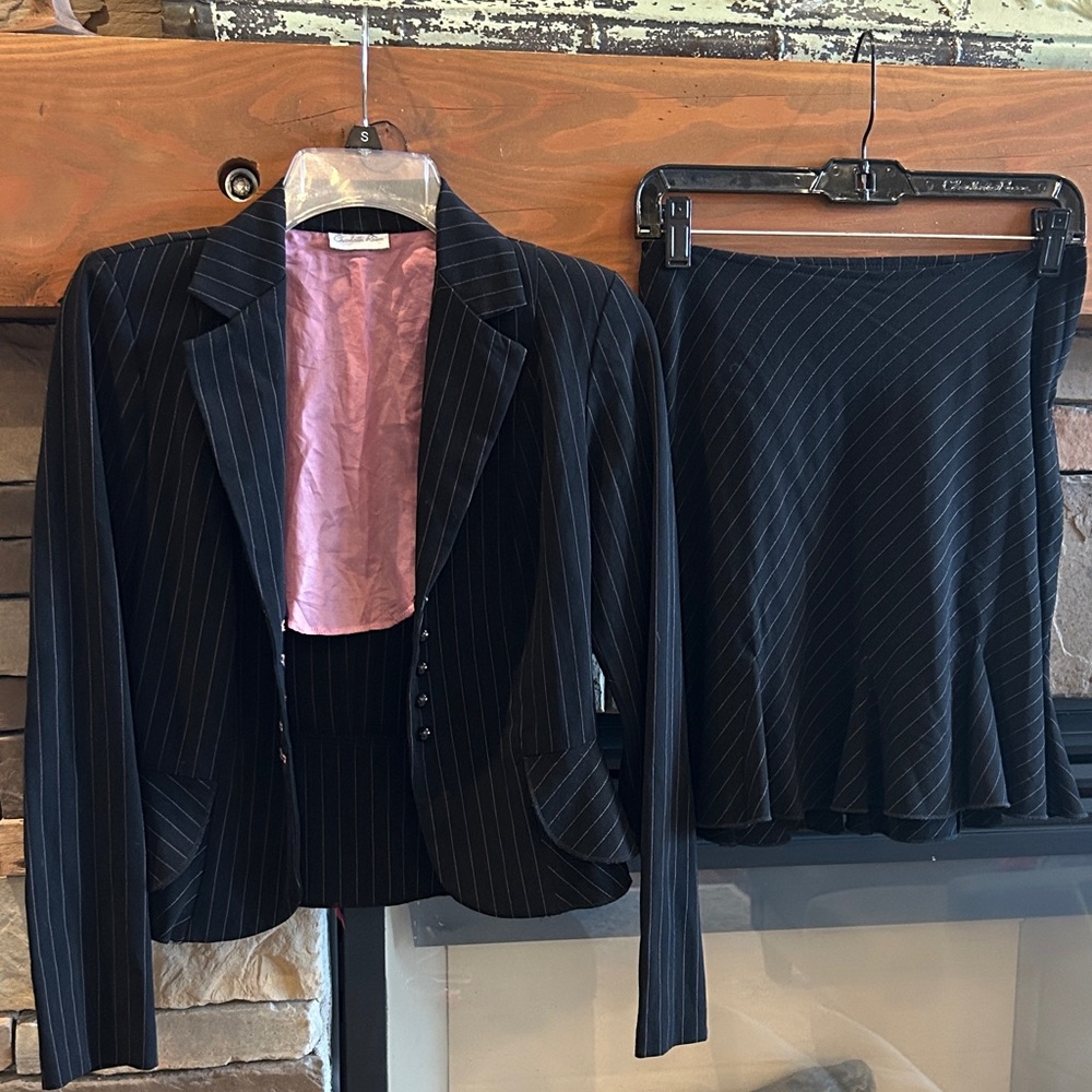 Charlotte Russe Black and Pink Pinstripe Blazer